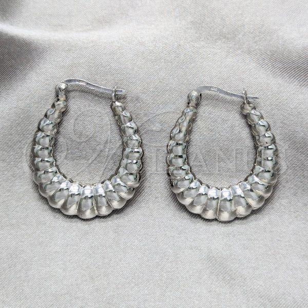 Sterling Silver Hoop Earrings — Medium Hoop Polished 02. — main product view — SKU 158402 | Plata 925 aretes de aro — Medium Hoop pulido 02. — SKU 158402