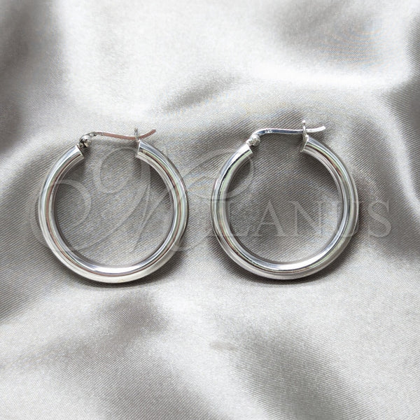 Sterling Silver Hoop Earrings — Medium Hoop Polished 02. — main product view — SKU 158406 | Plata 925 aretes de aro — Medium Hoop pulido 02. — SKU 158406
