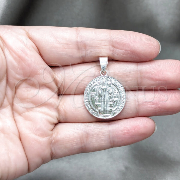 Sterling Silver Pendant — Religious Pendant San Benito Design Polished 05. — alternate product view — SKU 158407 | Plata 925 dije — Religious Pendant San Benito diseño pulido 05. — SKU 158407