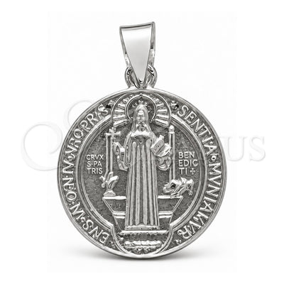 Sterling Silver Religious Pendant, San Benito Design, Polished, Silver Finish, 05.392.0103