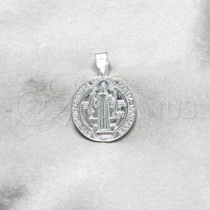 Sterling Silver Pendant — Religious Pendant San Benito Design Polished 05. — main product view — SKU 158407 | Plata 925 dije — Religious Pendant San Benito diseño pulido 05. — SKU 158407