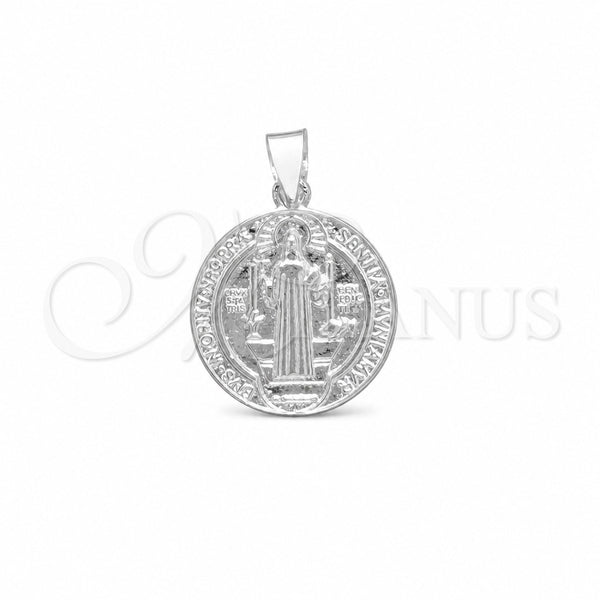 Sterling Silver Religious Pendant, San Benito Design, Polished, Silver Finish, 05.392.0103
