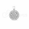 Sterling Silver Religious Pendant, San Benito Design, Polished, Silver Finish, 05.392.0103