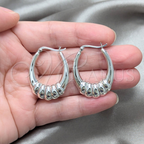 Sterling Silver Hoop Earrings — Medium Hoop Polished 02. — alternate product view — SKU 158408 | Plata 925 aretes de aro — Medium Hoop pulido 02. — SKU 158408