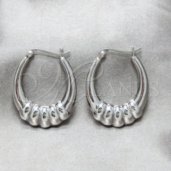 Sterling Silver Hoop Earrings — Medium Hoop Polished 02. — main product view — SKU 158408 | Plata 925 aretes de aro — Medium Hoop pulido 02. — SKU 158408
