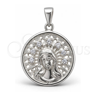 Sterling Silver Religious Pendant, San Benito Design, Polished, Silver Finish, 05.392.0104