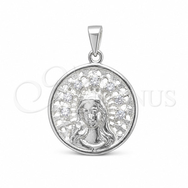 Sterling Silver Religious Pendant, San Benito Design, Polished, Silver Finish, 05.392.0104