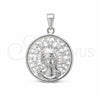 Sterling Silver Religious Pendant, San Benito Design, Polished, Silver Finish, 05.392.0104