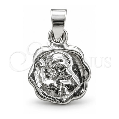Sterling Silver Religious Pendant, San Benito Design, Polished, Silver Finish, 05.392.0105