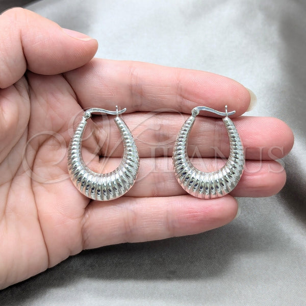 Sterling Silver Hoop Earrings — Medium Hoop Polished 02. — alternate product view — SKU 158411 | Plata 925 aretes de aro — Medium Hoop pulido 02. — SKU 158411