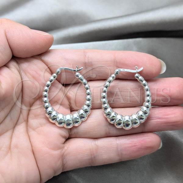 Sterling Silver Hoop Earrings — Medium Hoop Polished 02. — alternate product view — SKU 158413 | Plata 925 aretes de aro — Medium Hoop pulido 02. — SKU 158413