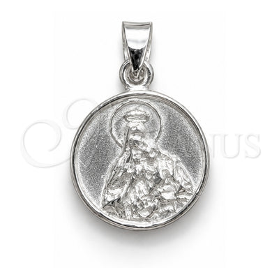 Sterling Silver Religious Pendant, Jesus Design, Polished, Silver Finish, 05.392.0108