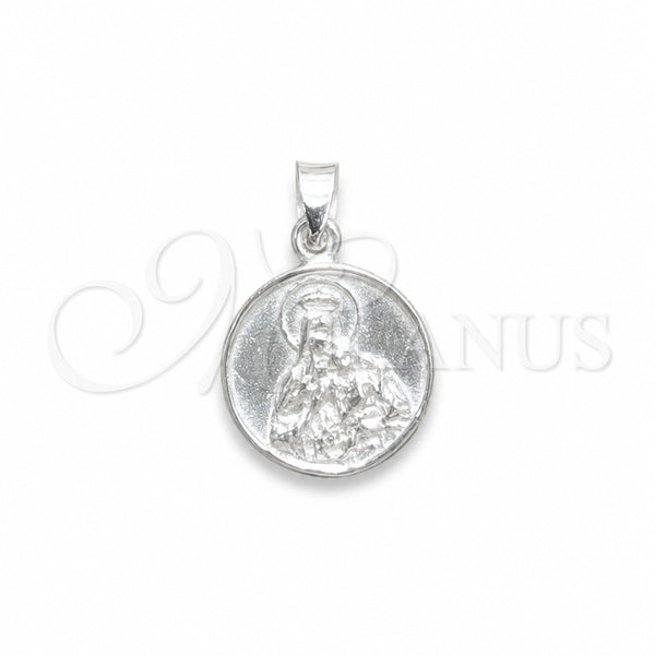 Sterling Silver Religious Pendant, Jesus Design, Polished, Silver Finish, 05.392.0108