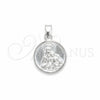 Sterling Silver Religious Pendant, Jesus Design, Polished, Silver Finish, 05.392.0108