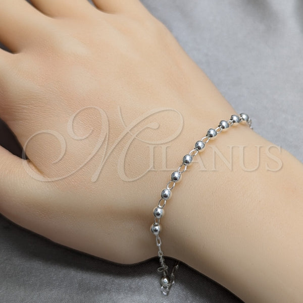 Sterling Silver Bracelet — Bracelet Rosary Ball and Cross Design Polished 09. — alternate product view — SKU 158420 | Plata 925 brazalete — Bracelet Rosary Ball and cruz diseño pulido 09. — SKU 158420