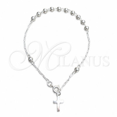Sterling Silver Bracelet Rosary, Ball and Cross Design, Polished, Silver Finish, 09.392.0003.07 for wholesale, main product view