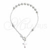 Sterling Silver Bracelet Rosary, Ball and Cross Design, Polished, Silver Finish, 09.392.0003.07