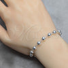 Sterling Silver Bracelet Rosary, Cross and Ball Design, Polished, Silver Finish, 09.392.0006.07