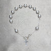 Sterling Silver Bracelet Rosary, Cross and Ball Design, Polished, Silver Finish, 09.392.0006.07