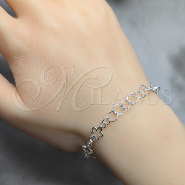 Sterling Silver Bracelet — Fancy Bracelet Flower Design Polished 03. 08 MM — alternate product view — SKU 158428 | Plata 925 brazalete — elegante Bracelet flor diseño pulido 03. 08 MM — SKU 158428