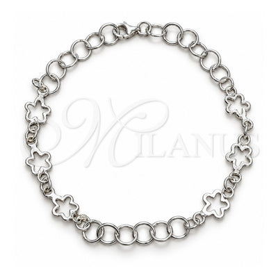 Sterling Silver Fancy Bracelet, Flower Design, Polished, Silver Finish, 03.392.0027.07 (08 MM Thickness, 7 Inches Length)