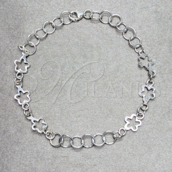 Sterling Silver Bracelet — Fancy Bracelet Flower Design Polished 03. 08 MM — main product view — SKU 158428 | Plata 925 brazalete — elegante Bracelet flor diseño pulido 03. 08 MM — SKU 158428