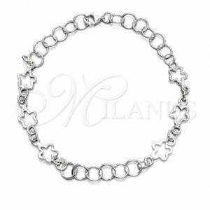 Sterling Silver Fancy Bracelet, Flower Design, Polished, Silver Finish, 03.392.0027.07 (08 MM Thickness, 7 Inches Length)