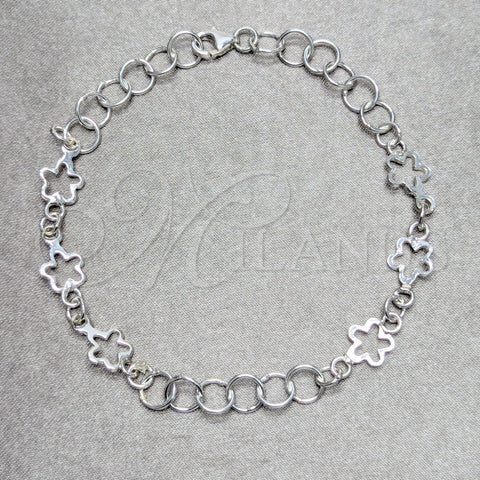 Sterling Silver Fancy Bracelet, Flower Design, Polished, Silver Finish, 03.392.0027.07 (08 MM Thickness, 7 Inches Length)