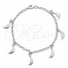 Sterling Silver Charm Bracelet, Moon Design, Polished, Silver Finish, 03.392.0029.07 (04 MM Thickness, 7 Inches Length)