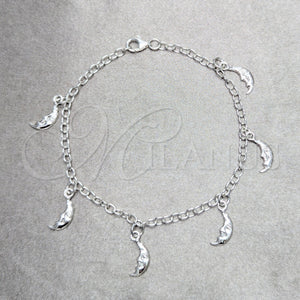 Sterling Silver Bracelet — Charm Bracelet Moon Design Polished 03. 04 MM — main product view — SKU 158434 | Plata 925 brazalete — Charm Bracelet Moon diseño pulido 03. 04 MM — SKU 158434