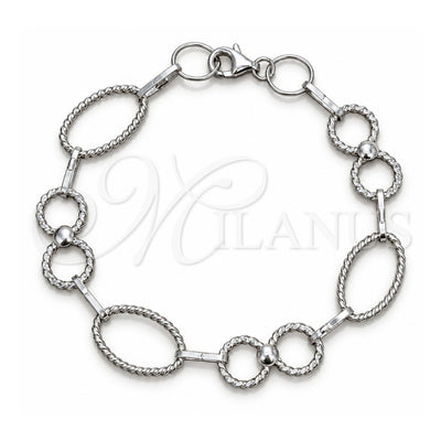 Sterling Silver Fancy Bracelet, Polished, Silver Finish, 03.392.0033.07 (12 MM Thickness, 7 Inches Length)
