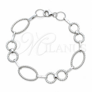 Sterling Silver Fancy Bracelet, Polished, Silver Finish, 03.392.0033.07 (12 MM Thickness, 7 Inches Length)