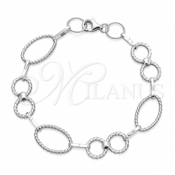 Sterling Silver Fancy Bracelet, Polished, Silver Finish, 03.392.0033.07 (12 MM Thickness, 7 Inches Length)