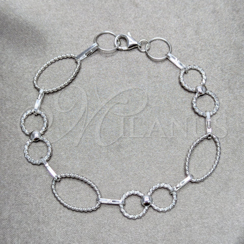 Sterling Silver Fancy Bracelet, Polished, Silver Finish, 03.392.0033.07 (12 MM Thickness, 7 Inches Length)