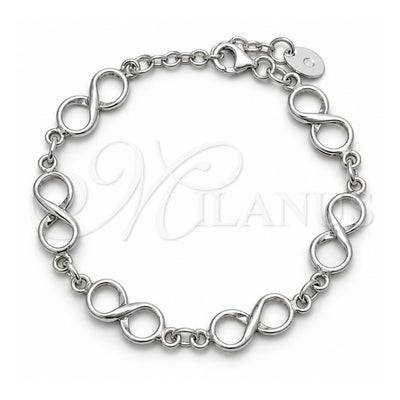 Sterling Silver Fancy Bracelet, Infinite Design, Polished, Silver Finish, 03.392.0034.07 (10 MM Thickness, 7 Inches Length)