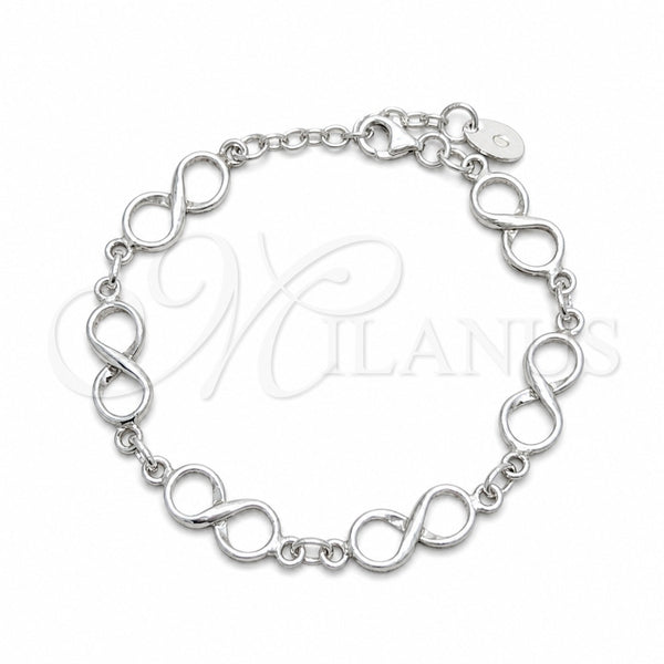 Sterling Silver Fancy Bracelet, Infinite Design, Polished, Silver Finish, 03.392.0034.07 (10 MM Thickness, 7 Inches Length)