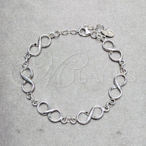 Sterling Silver Fancy Bracelet, Infinite Design, Polished, Silver Finish, 03.392.0034.07 (10 MM Thickness, 7 Inches Length)