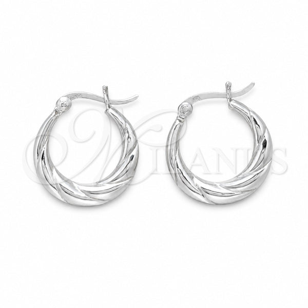 Sterling Silver Small Hoop, Twist Design, Polished, Silver Finish, 02.425.0012.20