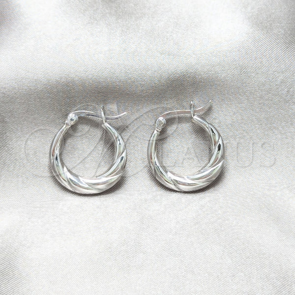 Sterling Silver Small Hoop, Twist Design, Polished, Silver Finish, 02.425.0012.20