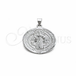 Sterling Silver Religious Pendant, San Benito Design, Polished, Silver Finish, 05.392.0110