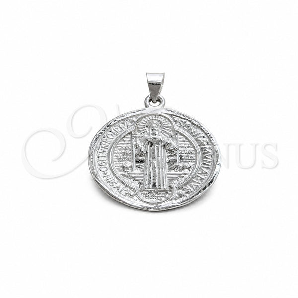 Sterling Silver Religious Pendant, San Benito Design, Polished, Silver Finish, 05.392.0110