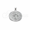 Sterling Silver Religious Pendant, San Benito Design, Polished, Silver Finish, 05.392.0110