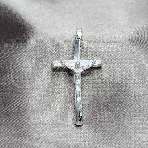 Sterling Silver Religious Pendant, Crucifix Design, Polished, Silver Finish, 05.392.0110