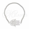 Sterling Silver Adjustable Bolo Bracelet, Judaica and Hand of God Design, Polished, Silver Finish, 03.392.0040 (03 MM Thickness, 7 Inches Length)