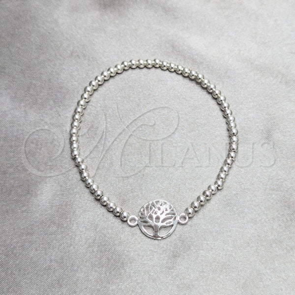 Sterling Silver Adjustable Bolo Bracelet, Hand of God and Ball Design, Polished, Silver Finish, 03.392.0041 (03 MM Thickness, 7 Inches Length)