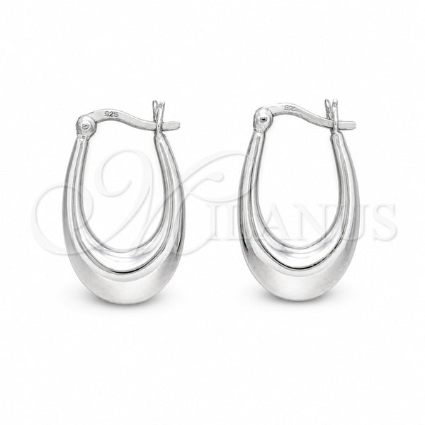 Sterling Silver Small Hoop, Hollow and Chunky Design, Polished, Silver Finish, 02.401.0084.15