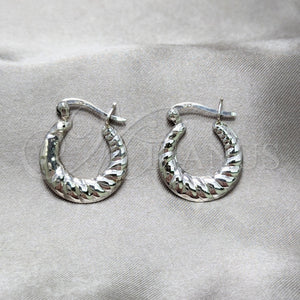 Sterling Silver Hoop Earrings — Small Hoop Twist and Hollow Design Polished 02. — main product view — SKU 158469 | Plata 925 aretes de aro — aro pequeño Twist and Hollow diseño pulido 02. — SKU 158469