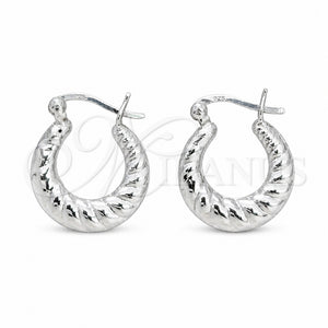 Sterling Silver Small Hoop, Twist and Hollow Design, Polished, Silver Finish, 02.401.0085.22