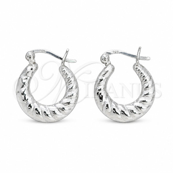Sterling Silver Small Hoop, Twist and Hollow Design, Polished, Silver Finish, 02.401.0085.22