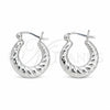 Sterling Silver Small Hoop, Twist and Hollow Design, Polished, Silver Finish, 02.401.0085.22